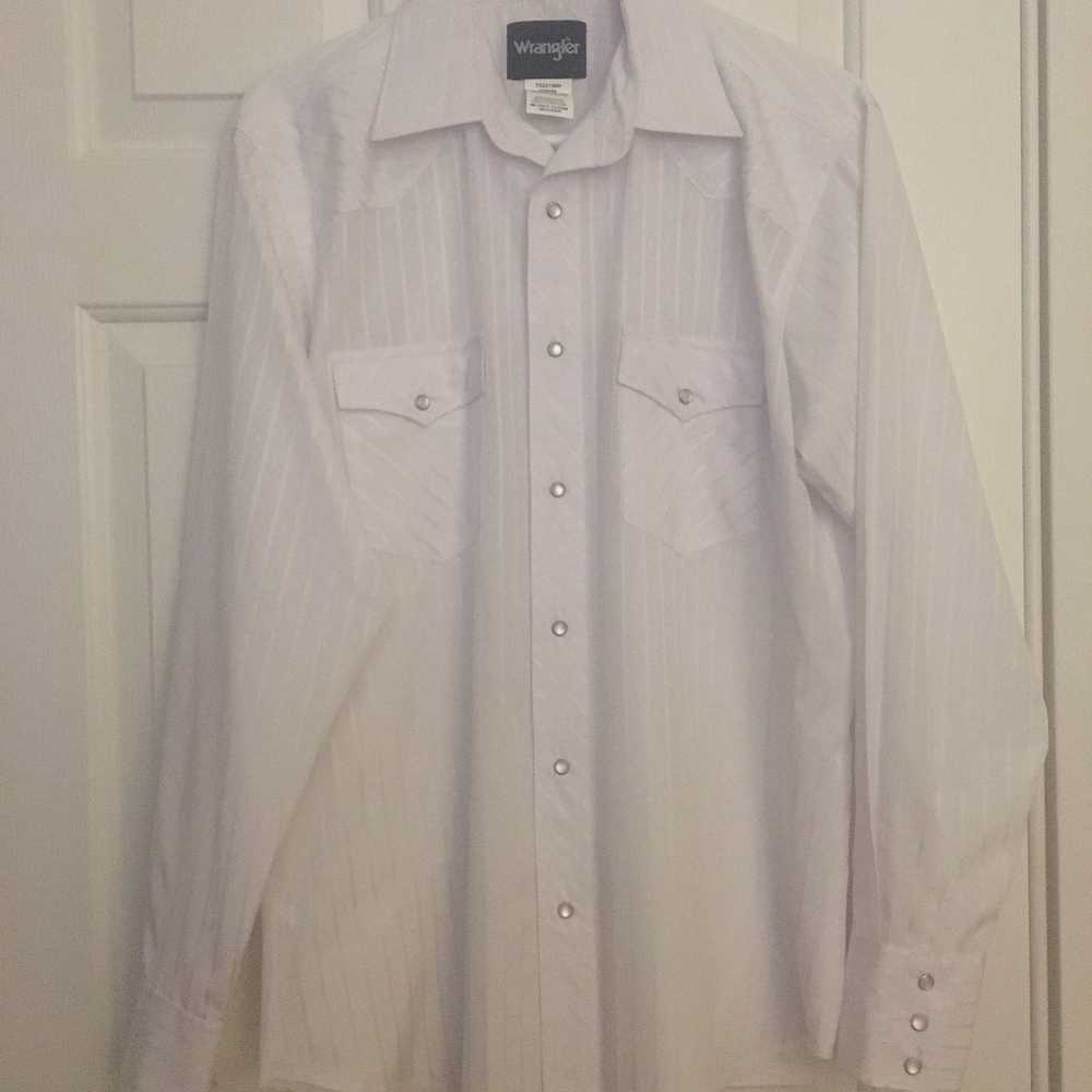 Wrangler button-down long sleeve white shirt - Med